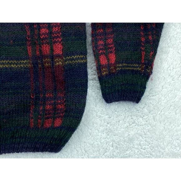 VINTAGE Talbots Wool Blend Sweater Mens M Mohair Plaid 80s Retro Christmas RARE - Picture 11 of 16